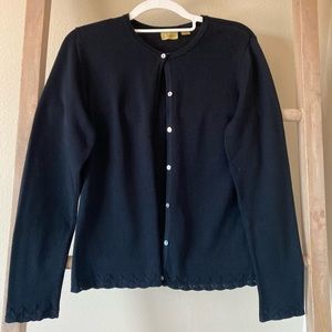Brand new - Women’s Caslon pointelle trim black sweater / cardigan [size small]